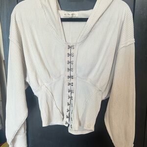 We The Free Cream Waffle Knit Hoodie